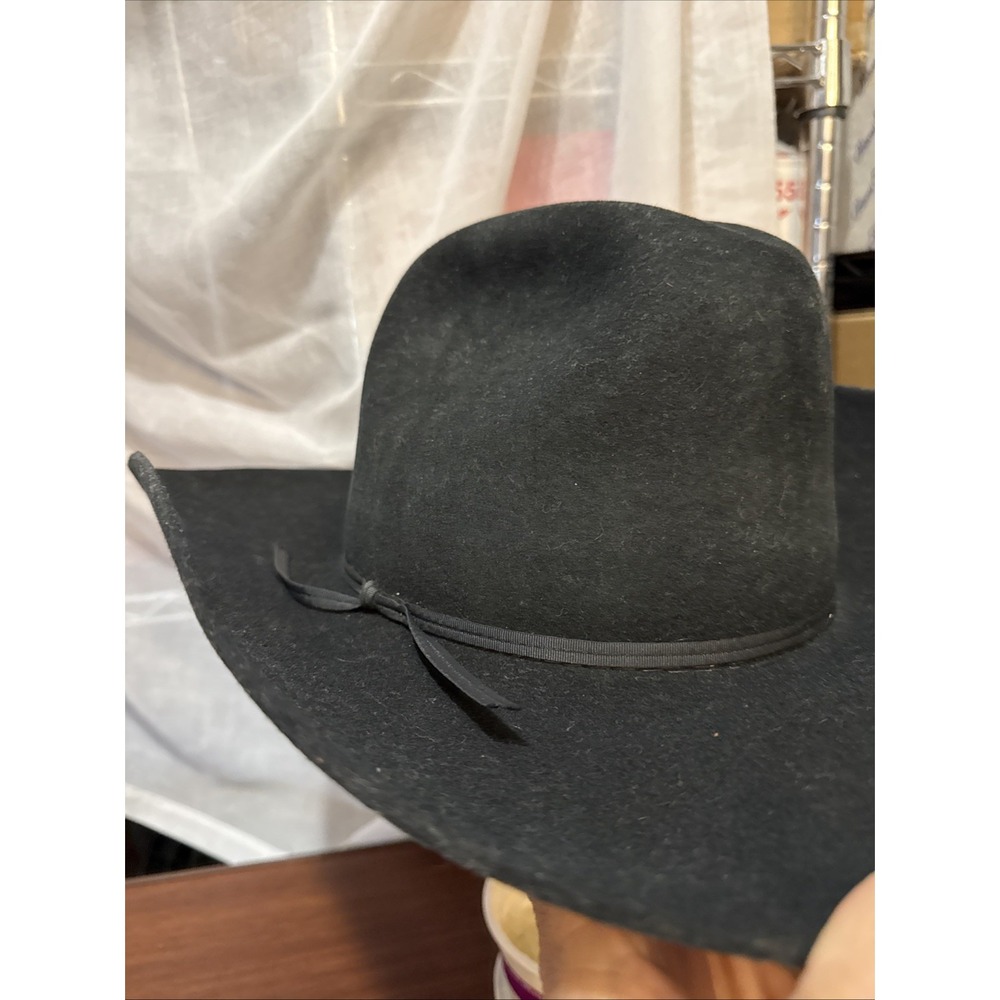 resistol self forming western black cowboy hat size 7 1/8 pure wool
